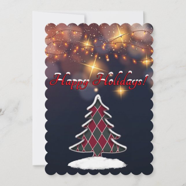 Cartão de Feriado Plano da Árvore de Natal Verific (Frente)