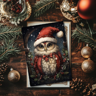 Cartão de Feriado Plano Owl para papais noeis