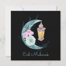 Cartão de Feriado Preto Eid Mubarak Crescent Eid C