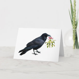 Cartão de Feriado Raven Mistletoe