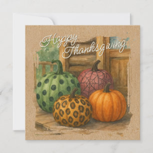 Cartão de Feriado Rustic Colorful Fall Pumpkins