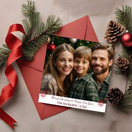 Cartão de Feriado Simples de Flocos de Neve Vermel