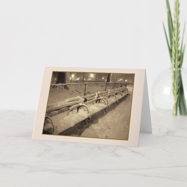 Cartão de Feriado 'Snowy Benches' - Estação (Frente)
