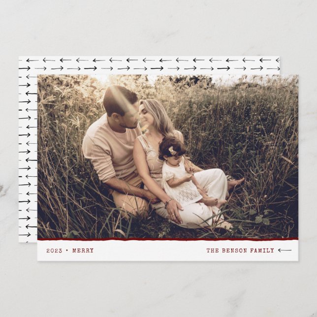 Cartão de Feriado Vermelho Mínimo de FELIZ de Marc (Frente/Verso)