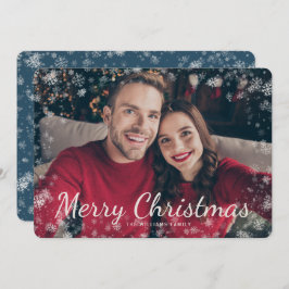 Cartão de Férias Azul de Foto para Feliz Natal