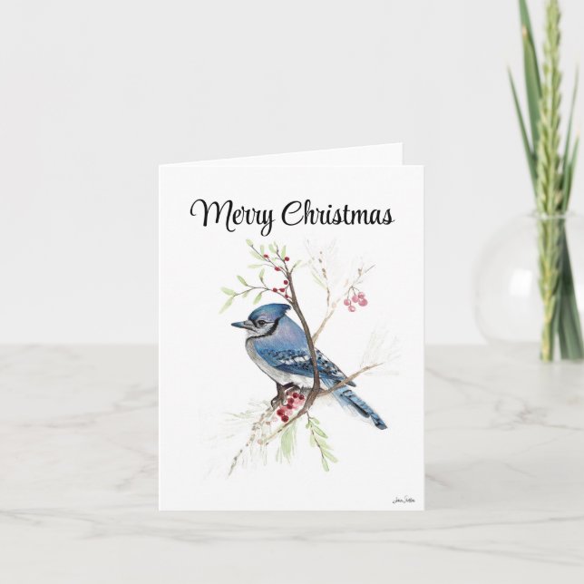 Cartão de Férias Azul de Natal Merry (Frente)