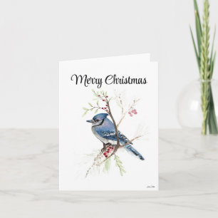 Cartão de Férias Azul de Natal Merry