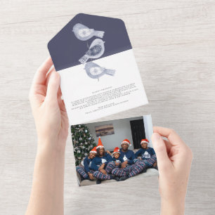 Cartão de Férias Azul de Natal Nórdico