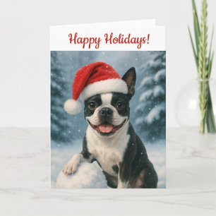 Cartão de Férias Boston Terrier