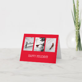 cartão de férias - Cardinais na neve