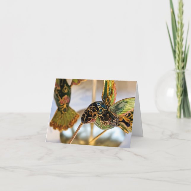 Cartão de Férias com Enfeite de Beija-flor (Frente)