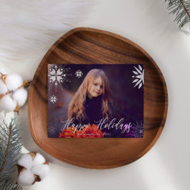 Cartão de Férias com Foto Brilho Floco de Neve Pra