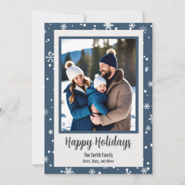 Cartão de Férias com Foto Personalizada Snowflake