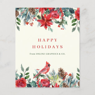 Cartão de férias com logotipo floral de inverno de