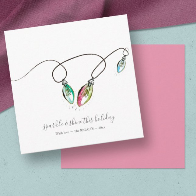 Cartão de Férias com Luzes de Natal Única (Christmas cards unique watercolor)