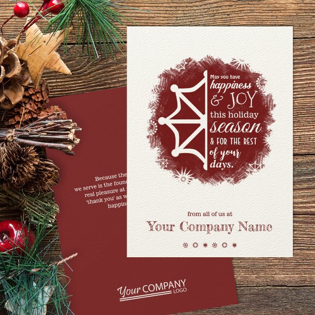 Cartão de Férias Comerciais Burgundy Snowflake (burgundy company holiday cards)