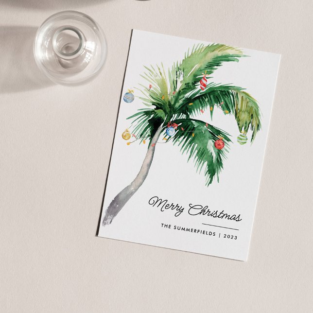 Cartão de Férias Costeiras de Palma de Natal Feliz (Palm Tree Christmas Greetings Card)