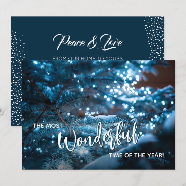 Cartão de Férias da Árvore de Natal Azul (Frente/Verso)