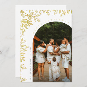 Cartão de Férias da Família Floral Dourada Moderna