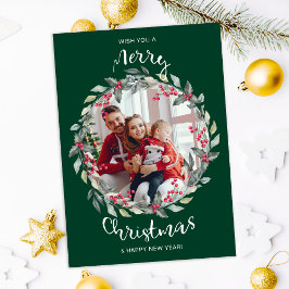 Cartão de Férias da Família Verde Feliz de Natal