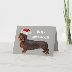 Cartão de Férias Dachshund Com Fio Personalizável