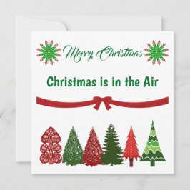 Cartão de Férias das Árvores de Natal Verde e Verm