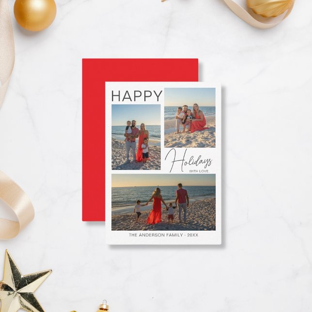 Cartão de Férias de 3 Fotos Mínimas para Natal de  (Create your own Budget Christmas Card by MINTIC DESIGN STUDIO)