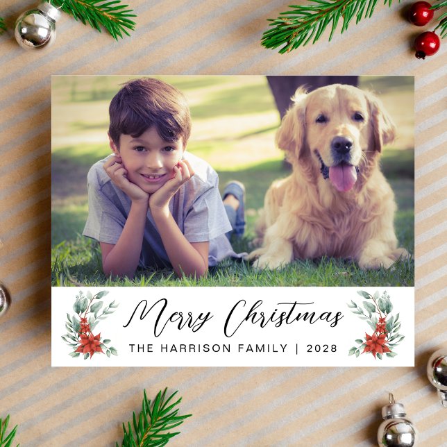 Cartão de Férias de 4 Fotos para o Feliz Natal (This holiday season, let your family's smiles and heartwarming memories shine on our 4 photo card)