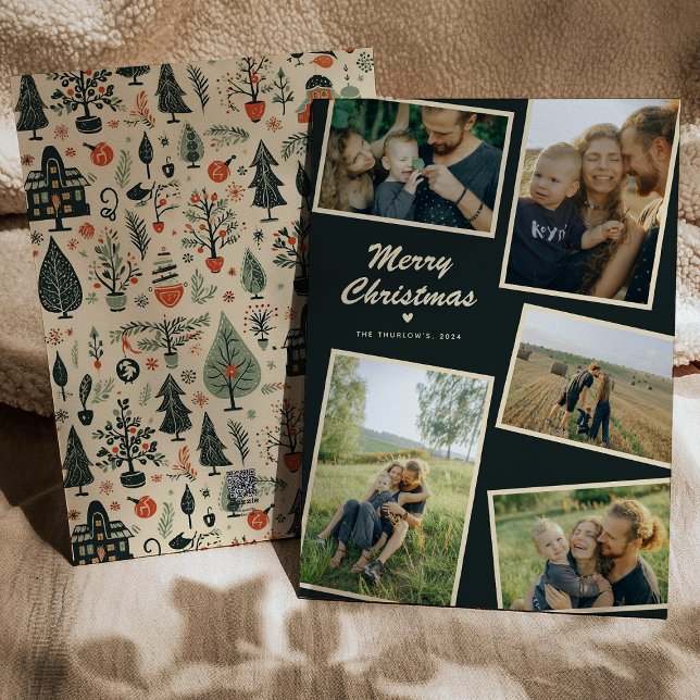 Cartão de Férias de 5 Fotos de Natal Moderno (Criador carregado)