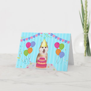 Cartão de Férias de Aniversário Siberian Husky