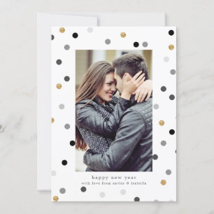 Cartão de Férias de Ano Novo de Confetti