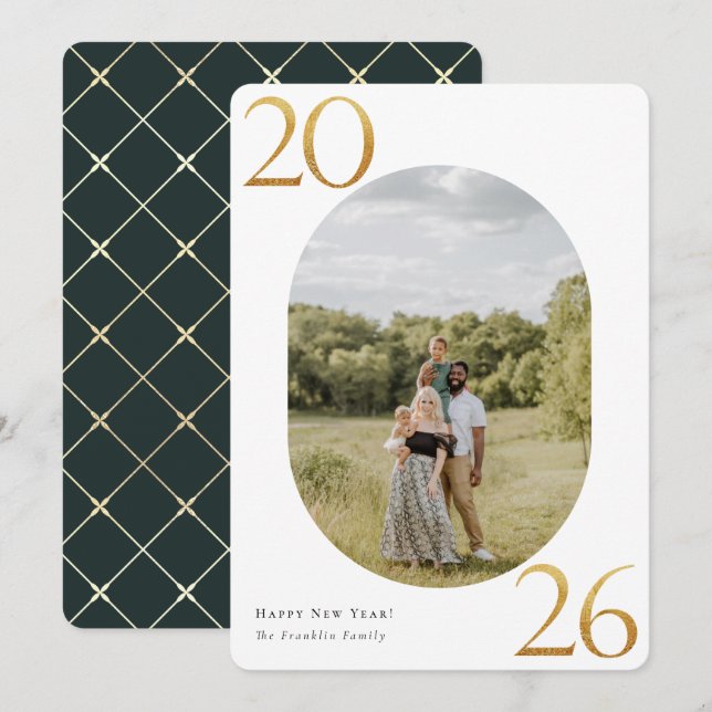 Cartão de Férias de Ano Novo do Dourado 2024 (Frente/Verso)