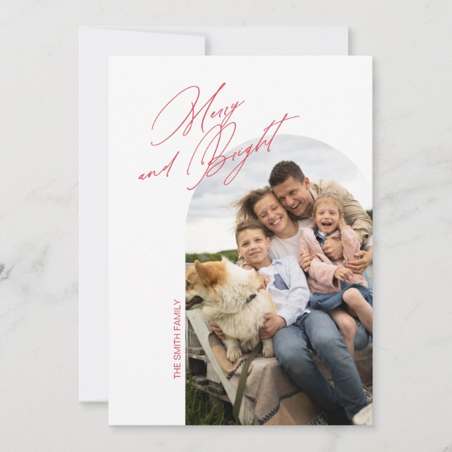 Cartão de Férias de Arco Simples Alegre e Brilhant (Frente)