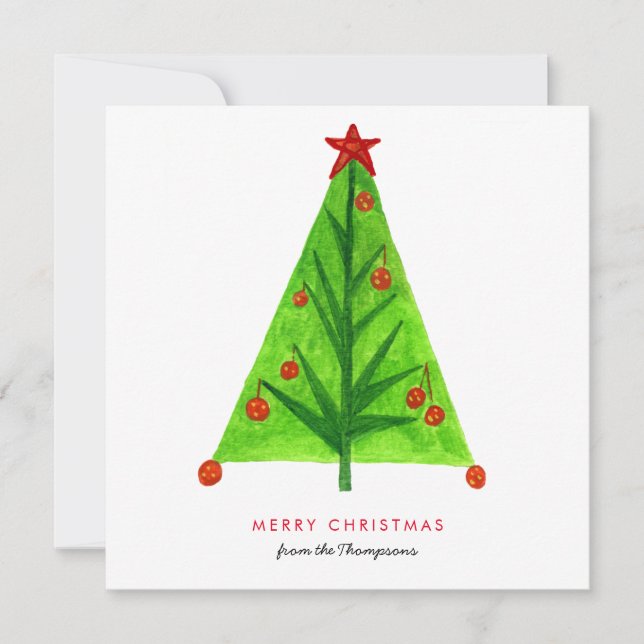 Cartão de Férias de Árvore de Natal Simples (Frente)