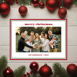 Cartão de Férias de Borda Vermelha Mínima Moderna