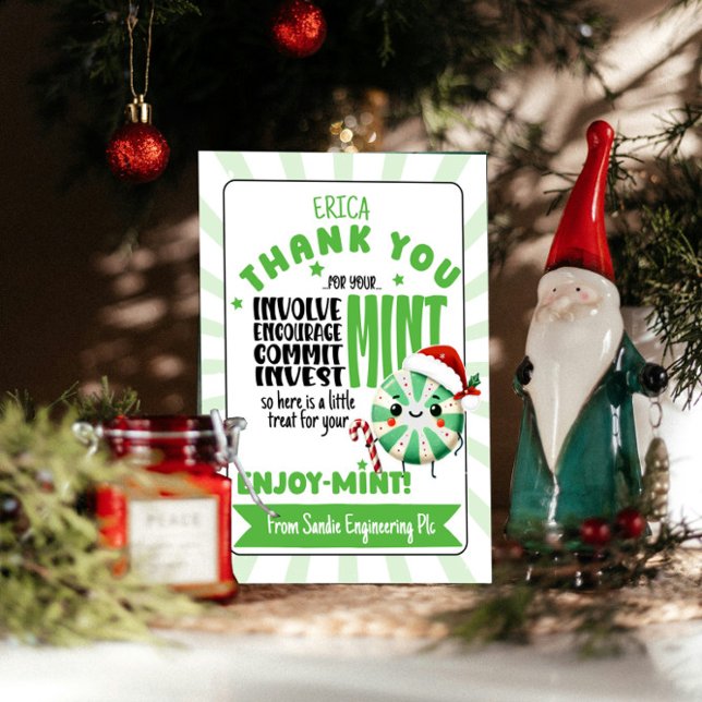 Cartão de Férias de Casa de Moeda Festivo com Nome (Criador carregado)