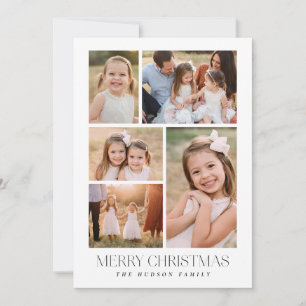 Cartão de férias de colagem branca e preta minimal