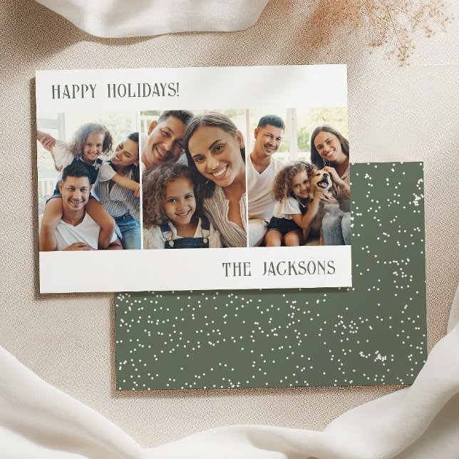 Cartão de Férias de Colagem de Fotos Moderno Sage  (Criador carregado)