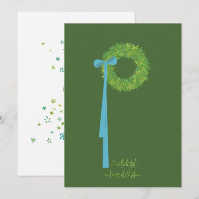 Cartão de Férias de Coroa e Fita (Frente/Verso)