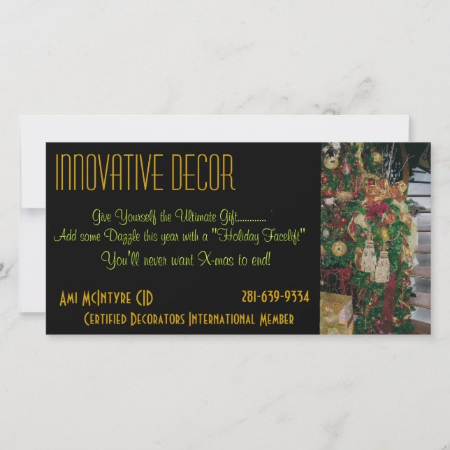 Cartão de férias de Design Interior (Frente)