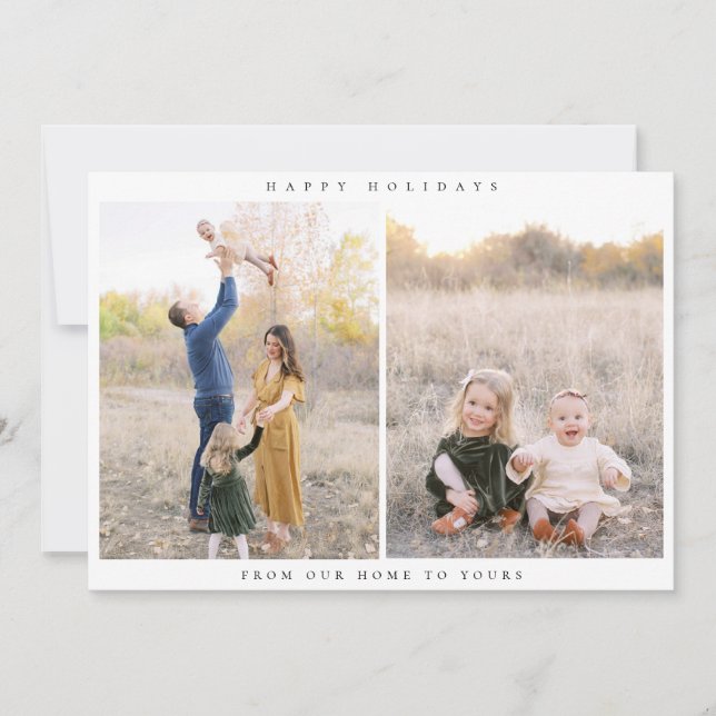 Cartão de férias de duas fotos minimalista (Frente)