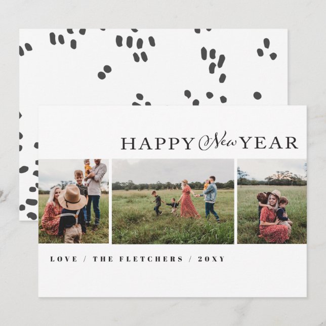 Cartão de Férias de Feliz ano novo de Script Simpl (Frente/Verso)