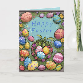 Cartão de Férias de Felz pascoa de Ovos Coloridos