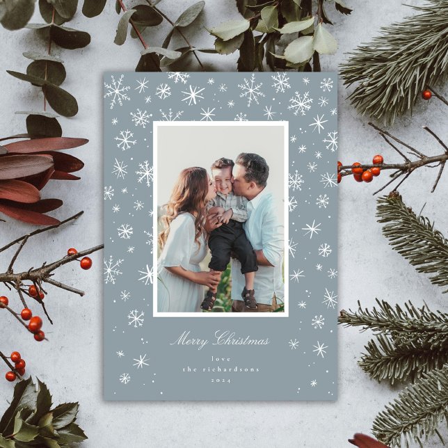 Cartão de Férias de Floco de Neve Desenhado à Mão (Criador carregado)