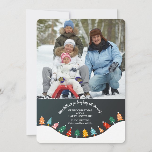 Cartão de Férias de Floresta de Árvore de Natal (Frente)