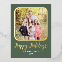 Cartão de Férias de Folha Metálica com Foto Clássi