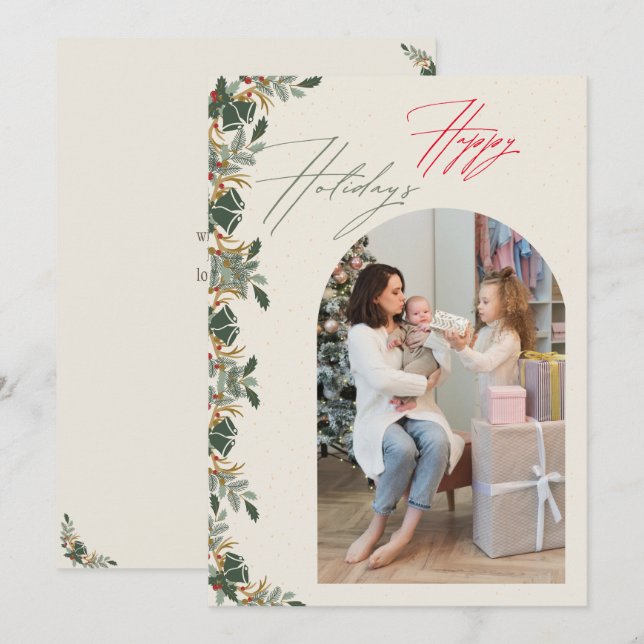 Cartão de Férias de Foto da Família Arco Minimalis (Frente/Verso)