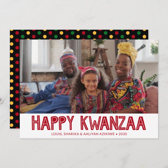 Cartão de Férias de Foto do Kwanzaa Feliz (Frente/Verso)
