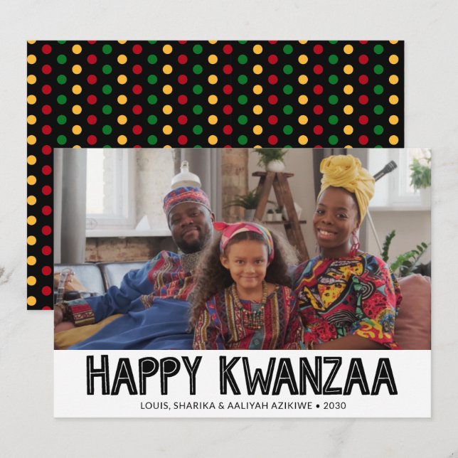 Cartão de Férias de Foto do Kwanzaa Feliz (Frente/Verso)