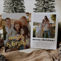 Cartão de Férias de Foto Moderno Gold Foil Elegant